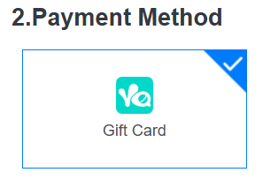 Choose a payment method "Gift Card"” Choose a payment method "Gift Card"”